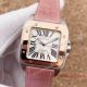2017 Swiss Copy Cartier Santos 100 2-Tone Rose Gold Pink Leather band (3)_th.jpg